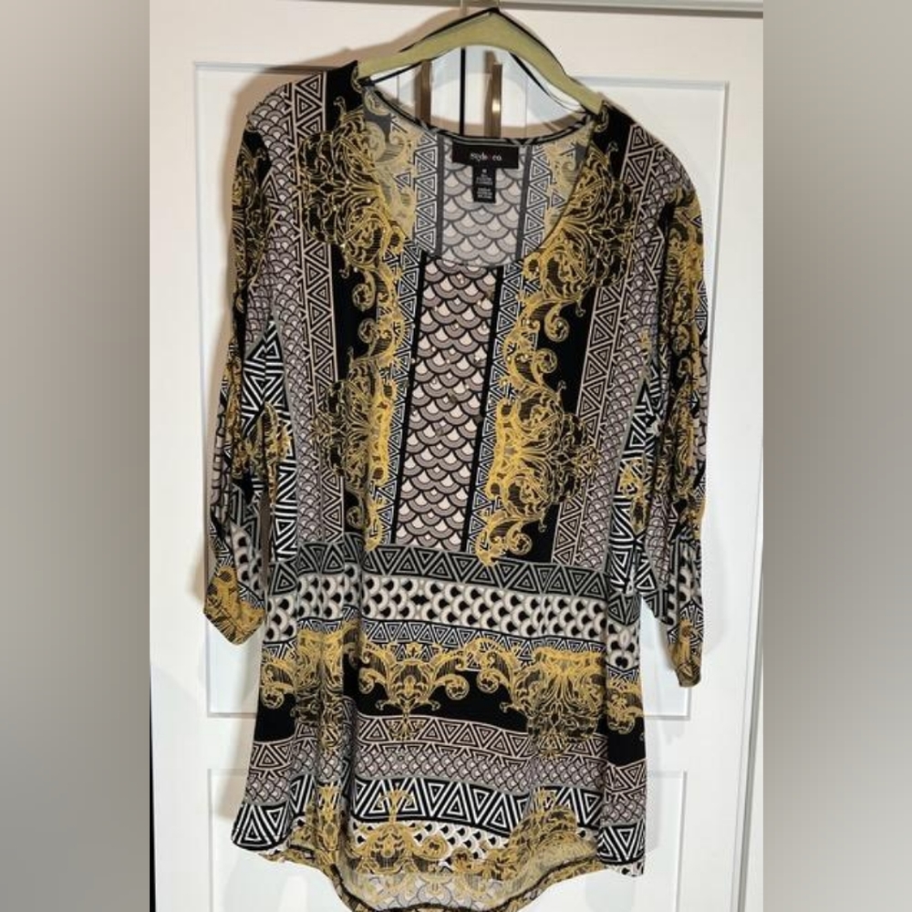 Style & Co Womens 3/4 Length Sleeve Tunic Top